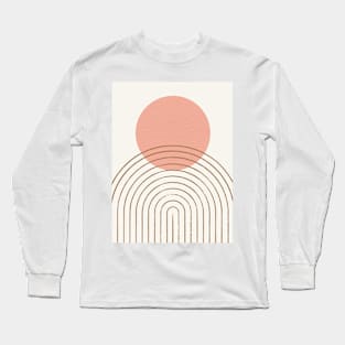 Pink Sun Rainbow Abstract - Mid century modern Long Sleeve T-Shirt
